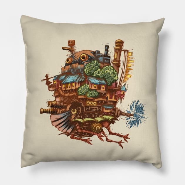 Moving castle Pillow by Little Bad Wren 