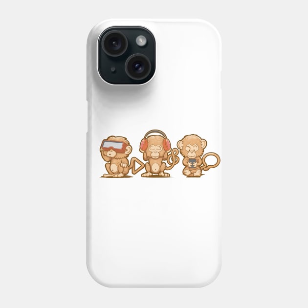 Three Modern Monkeys Phone Case by wuhuli