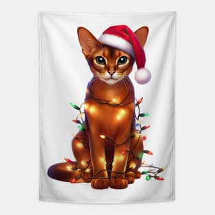 Christmas Abyssinian Cat Tapestry