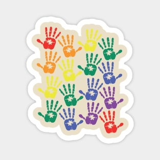 Rainbow Hand Puzzle LGBT Autism - LGBT Gift Magnet