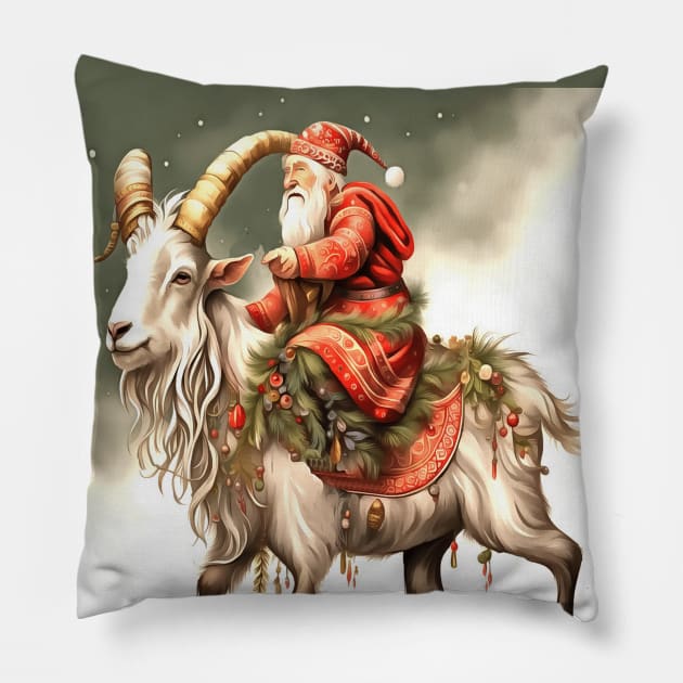 Scandanivian Mythology Julbocken Yule Goat And Tomte Pillow by taiche