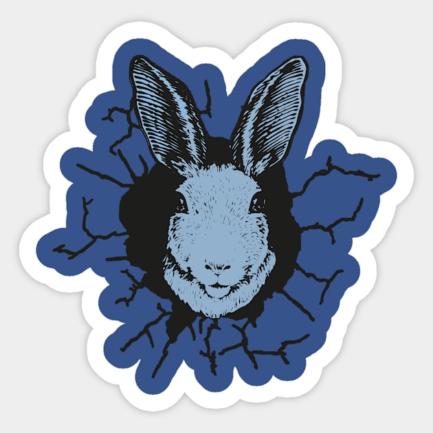 Rabbit cracked wall - Rabbit Cracked Wall Merch - Sticker | TeePublic