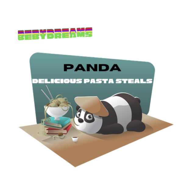 panda steals pasta by panda family