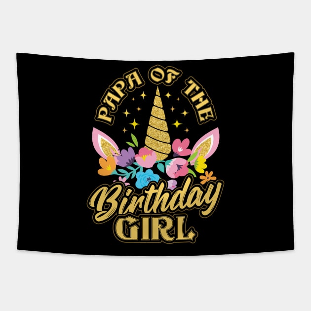 Papa of the Birthday Girl Unicorn Tapestry by aneisha