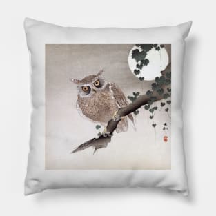 Moon and Owl by Koson Ohara Pillow