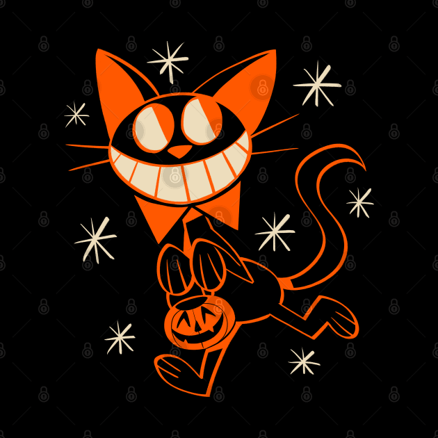 Vintage Halloween Cat by ReedIllustration