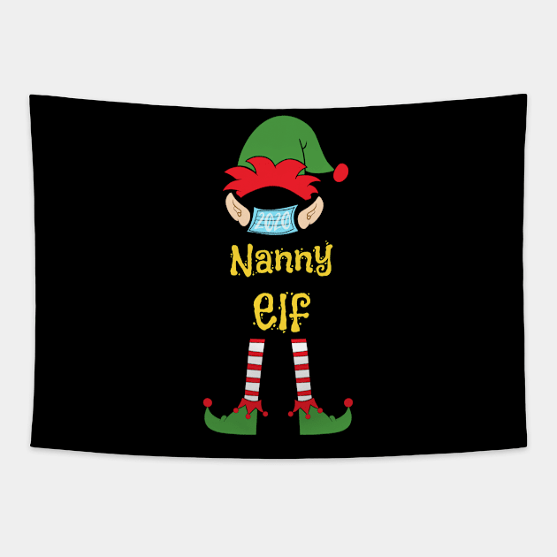 2020 Masked Christmas Elf Family Group Matching Shirts -  Nanny Tapestry by Funkrafstik