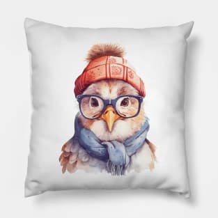 Cozy Chicken in an Orange Hat Pillow