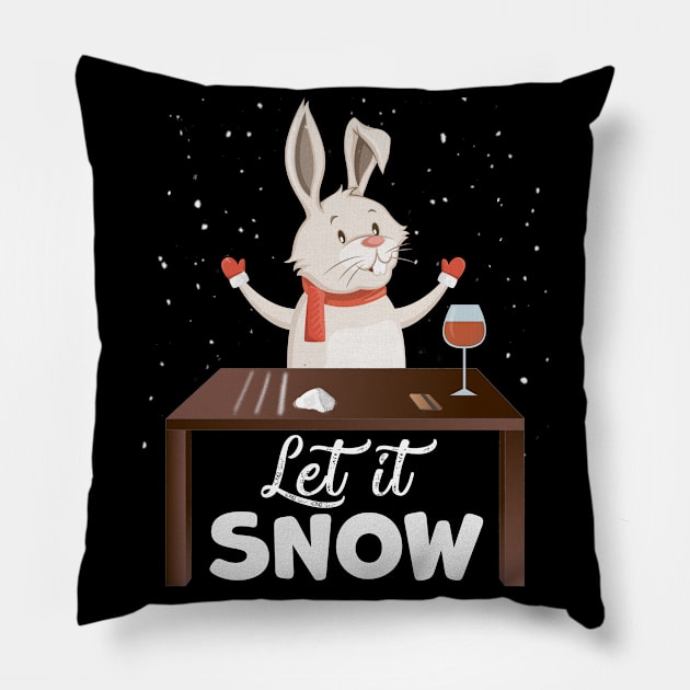 Let It Snow Bunny Rabbit Cocaine Xmas Gift Pillow by magazin