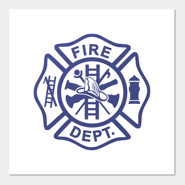 Blue Fire Department Badge Logo - Firefighter - Posters and Art Prints ...