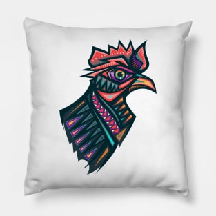 Colorful mexican rooster illustration Pillow