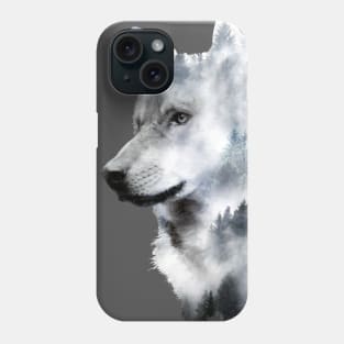 Dramabite Double exposure wolf surreal wildlife animal Phone Case