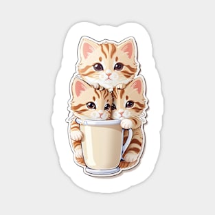 Cute Kittens With A Cup Of Milk Tea Magnet