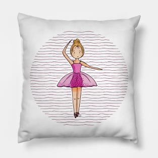 Cute ballerina girl with a pink tutu Pillow