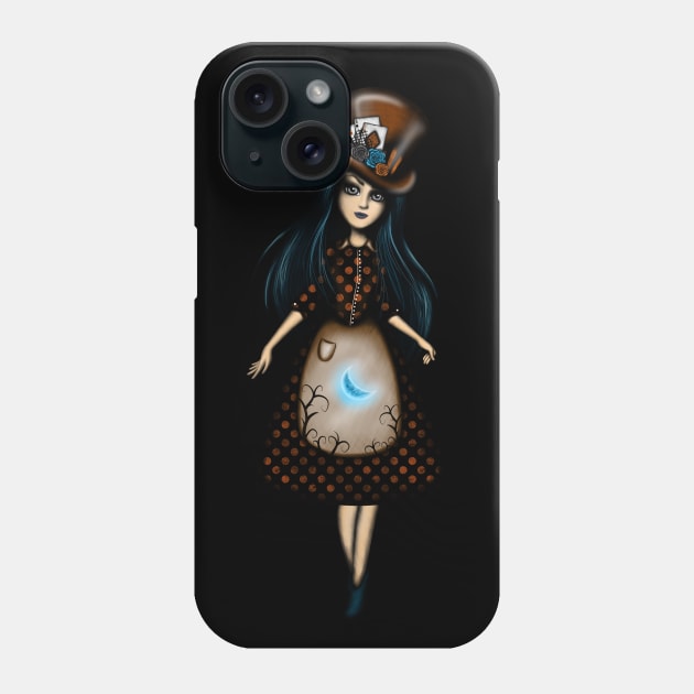 Steampunk Girl Blue Haired Girl with Hat Phone Case by DeneboArt