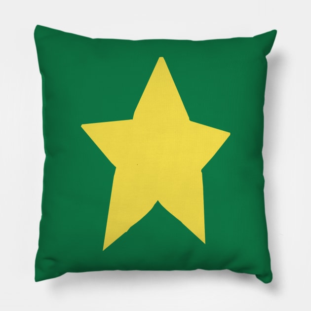 Yellow Star On Green Pillow by ellenhenryart