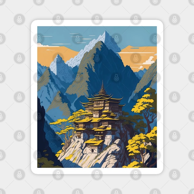 The Tiger's Nest Monastery Magnet by fleurdesignart