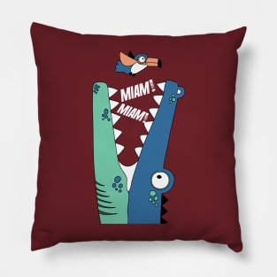 crocodile eating a bird Pillow