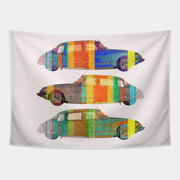 3 Citroen DS pop color Tapestry by AaaahEeeekStudio