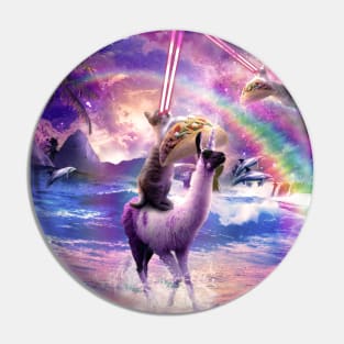 Rainbow Laser Cat On Llama Unicorn Eating Taco Pin