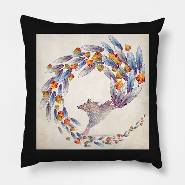 wolf cercle Pillow by Manoou