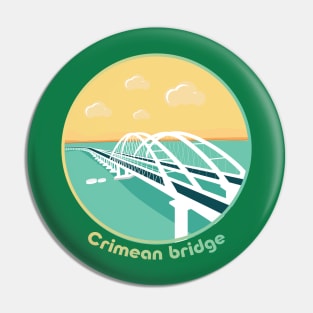 Crimean bridge in a circle, emblem. The sea is black Pin