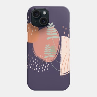 Abstract shapes dots lines and plants digital design illustration Phone Case