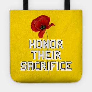 Honor Their Sacrifice Memorial with Red Poppy Flower Back Version (MD23Mrl006) Tote