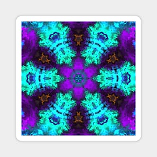 Psychedelic Hippie Flower Purple and Teal Magnet