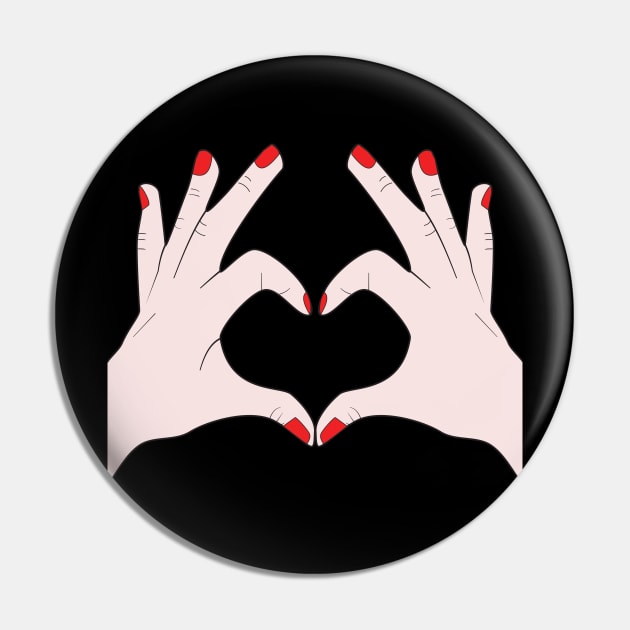 Hands Making Heart Shape Love Sign Language Valentine's Day Pin by Okuadinya