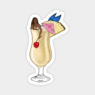 Pina Colada Mermaid Cocktail Illustration Magnet