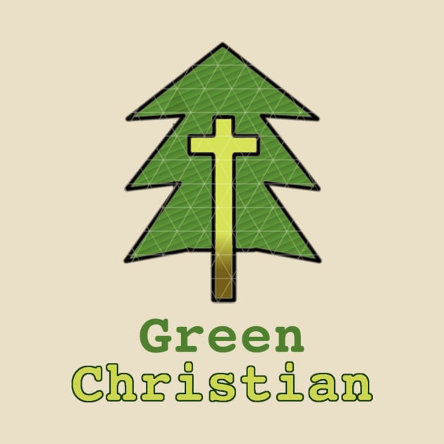 Green Christian Tree With Cross by ChristianInk