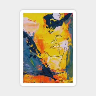 Person in colorful abstract art Magnet