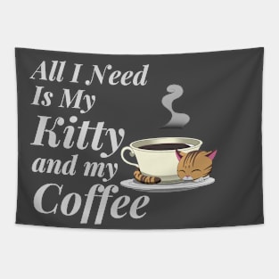 Adorable Kitty and Coffee Tapestry