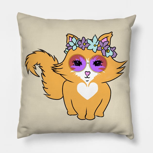 cat with glasses Pillow by Lola Novato