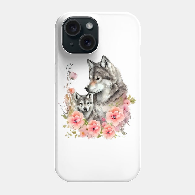 Wolf with baby Phone Case by DreamLoudArt