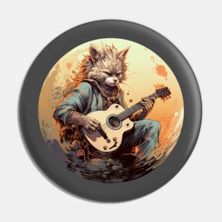 Cat Playing Guitar Funny Cat With Guitar Cute Cat Guitar Pin