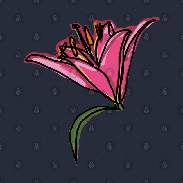 Pink Lily Flower Digital Painting by ellenhenryart