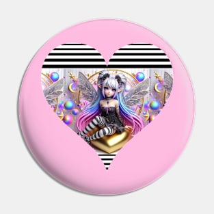 Goth Fairy Panda Girl Pin