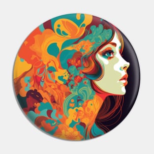 Psychedelic Girl Pin