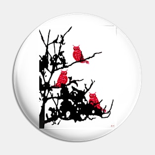 Red Owls Pin