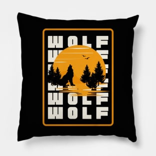 Cool Wolf and sunset Pillow