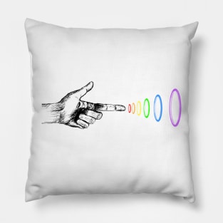 Hand shooting rainbow beams Pillow