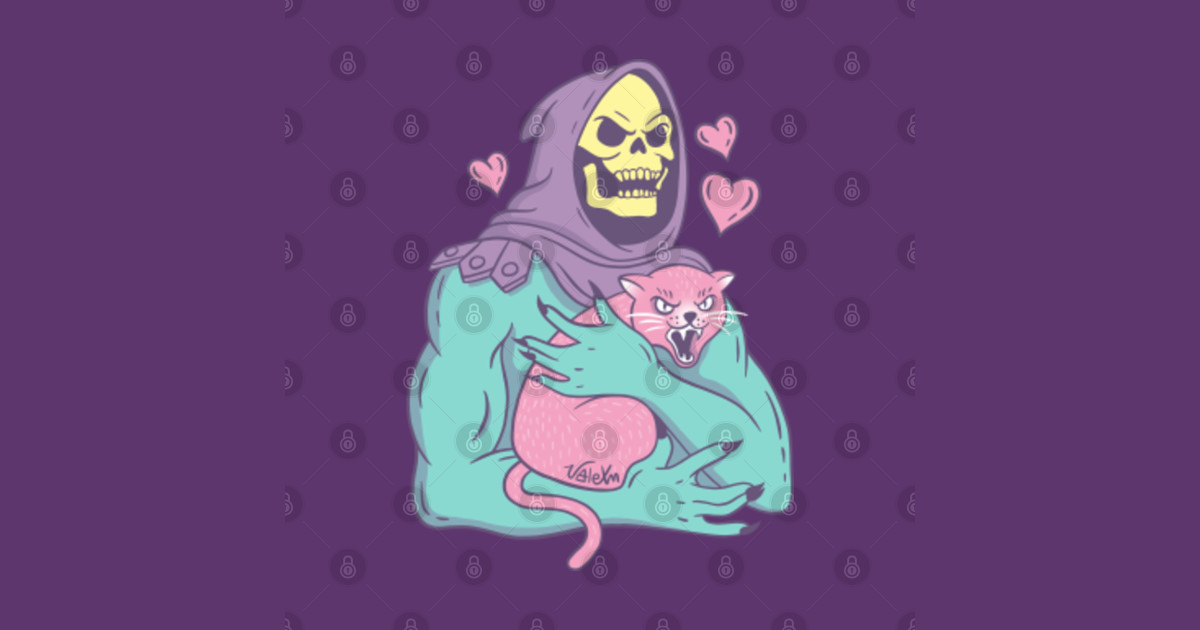 skeletor riding a cat