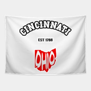 ⚾ Cincinnati Ohio Strong, Red and White Map, Est 1788, City Pride Tapestry
