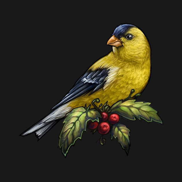 Holiday Bird American Goldfinch by CassWArt