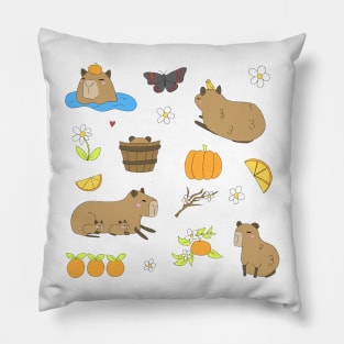 Capybara and Oranges Sticker Pack Pillow