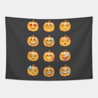 Halloween Pumpkin Emojis Tapestry