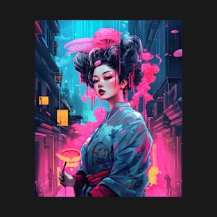 Vaporwave Japanese Cyberpunk Geisha Aesthetic Urban Style T-Shirt