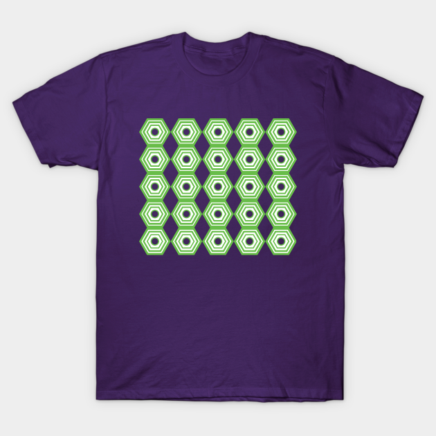 Discover Green hexagon pattern-Honeycomb Vintage Cubes on white background - Hexagonal Pattern - T-Shirt